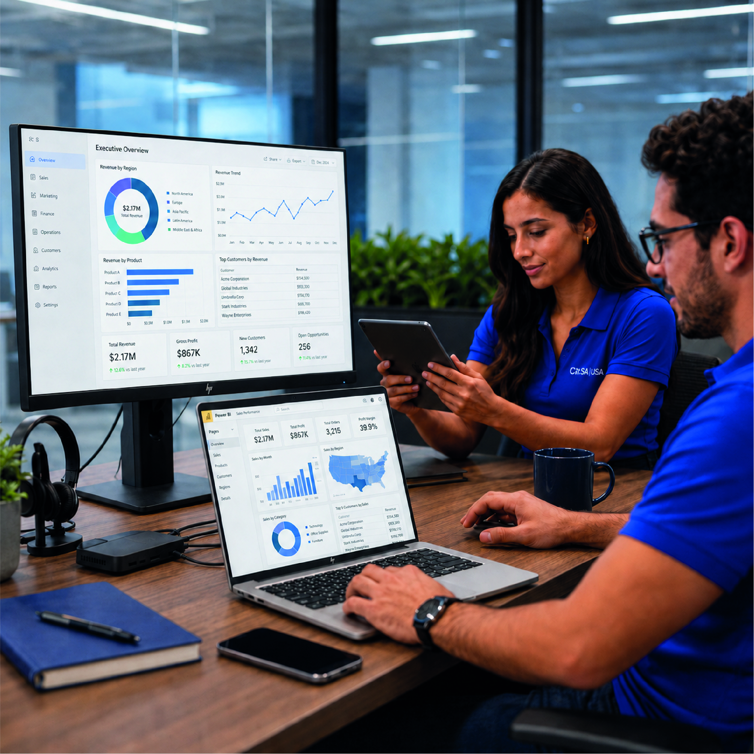 Dispositivos HP, Dell y Lenovo en entorno corporativo